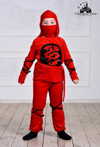 Карнавальный костюм Ниндзя, красный, рост 104 см (Батик)